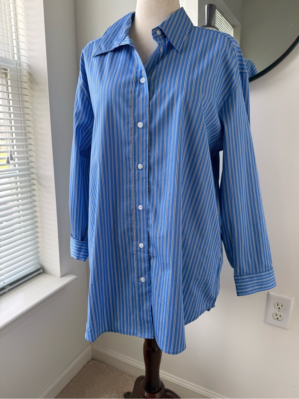 H&M Blue Striped Button-Up Tunic